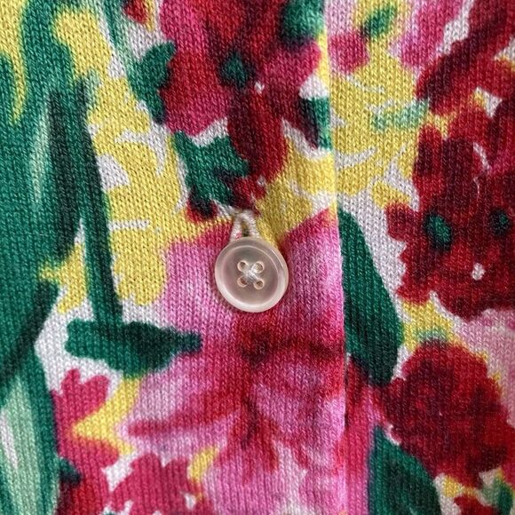 Talbots Women's Floral Button Up Cardigan Size L Colorful Boho Rainbow Garden - Picture 8 of 11